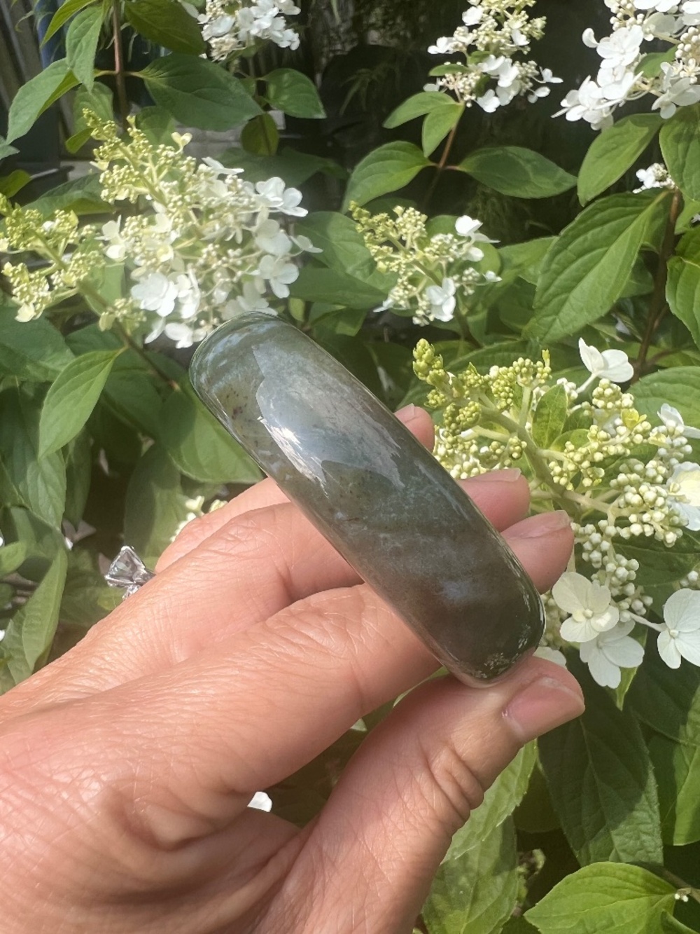 Moss (5) agate bangle | crystal